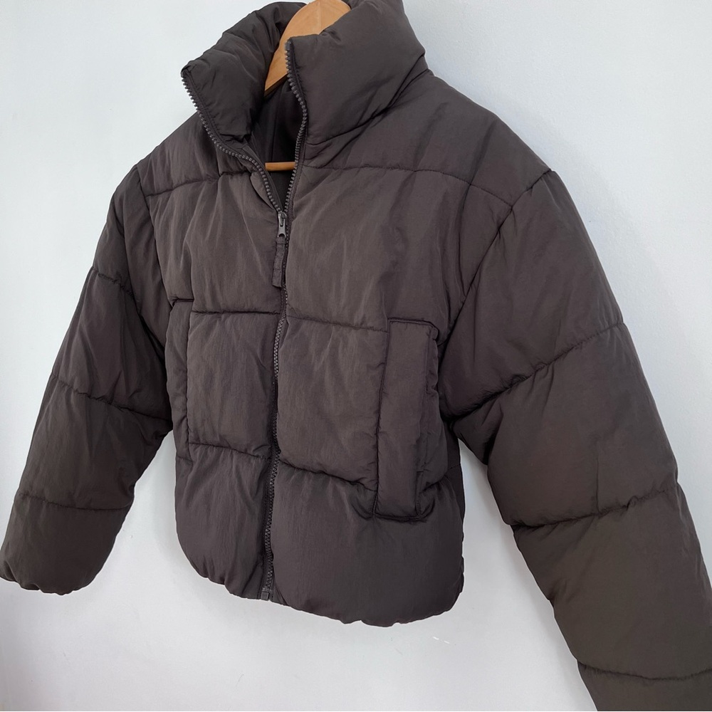 H&M Taupe Puffy Coat Cropped S